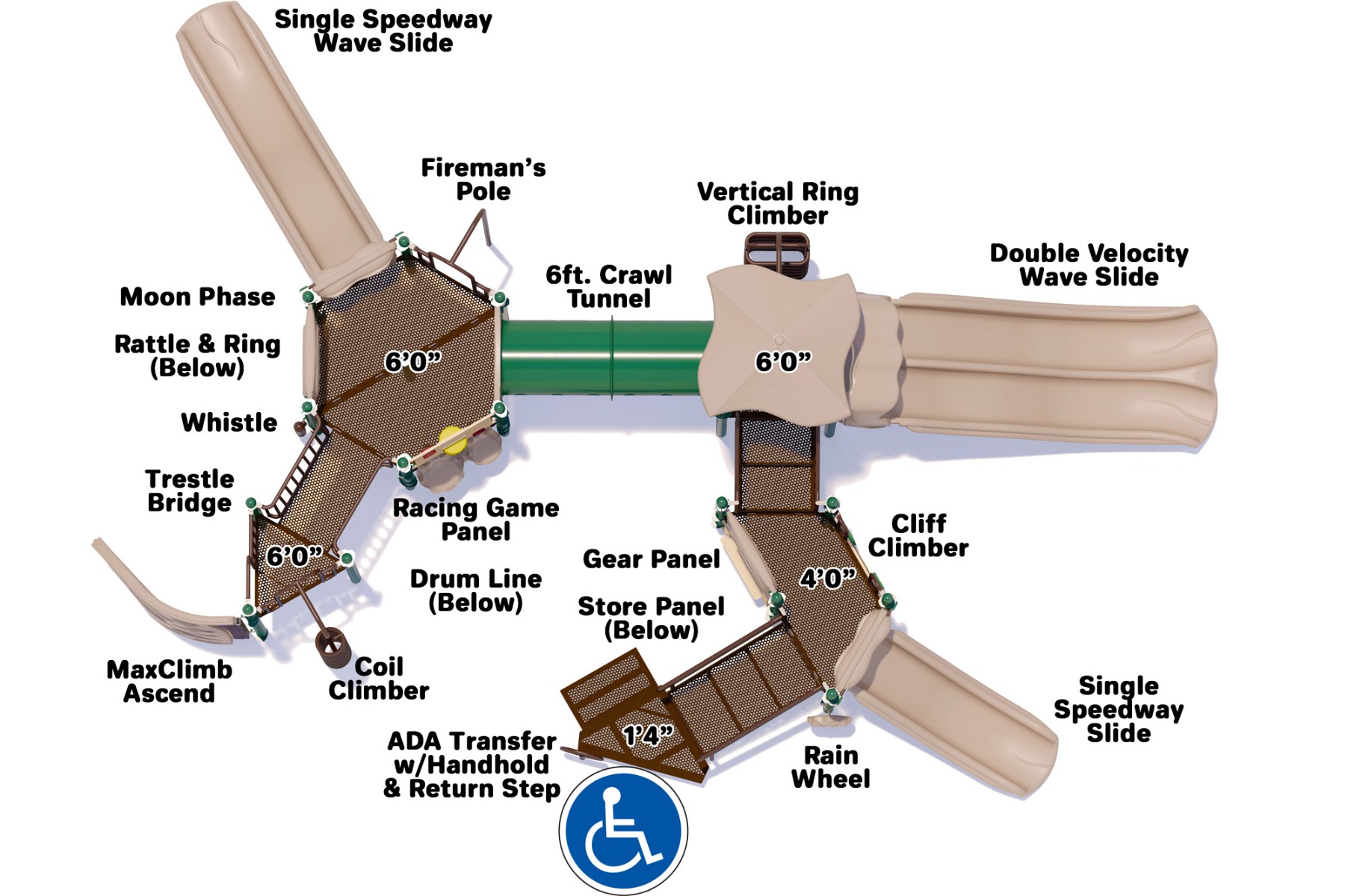 Eagle's Nest Play Structure - Natural Color Scheme - Top View