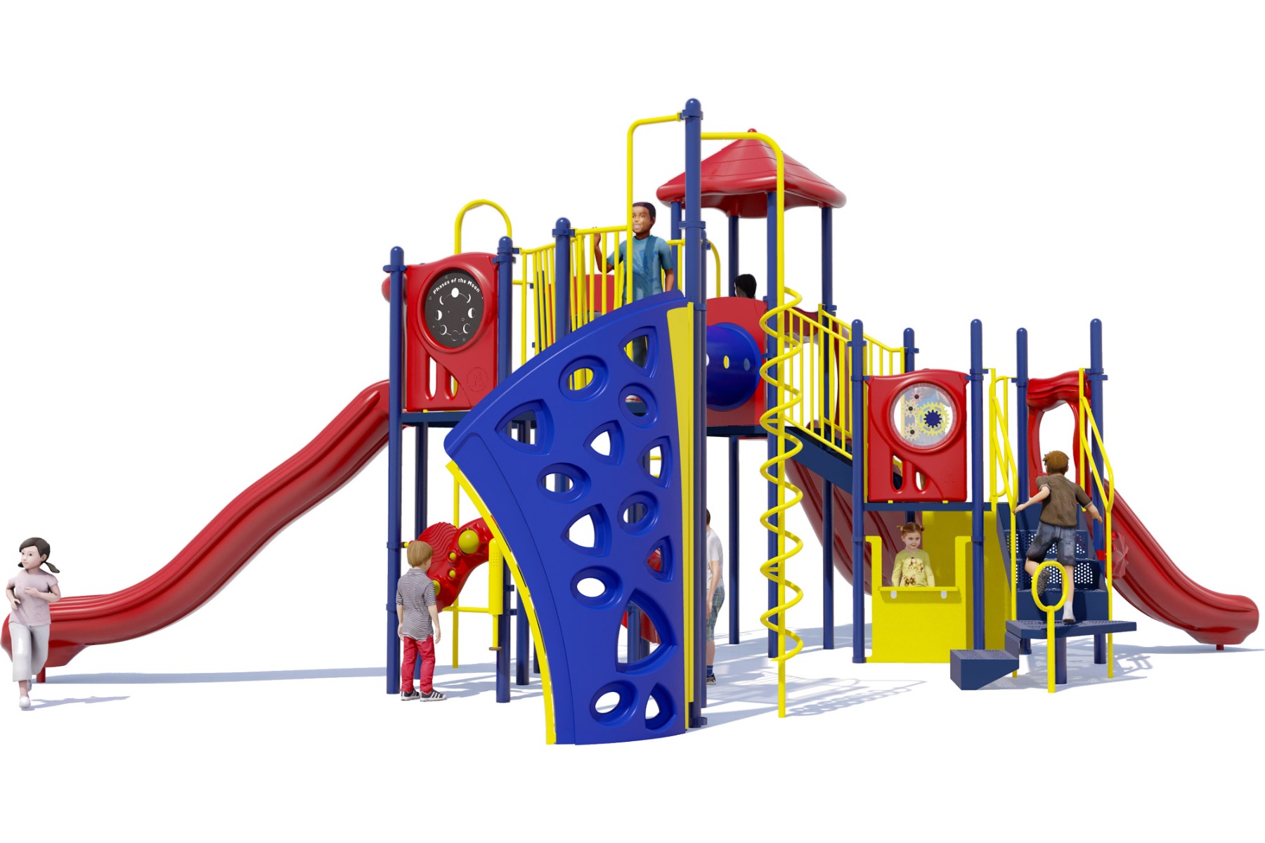 Eagle's Nest Play Structure - Primary Color Scheme - Rear View