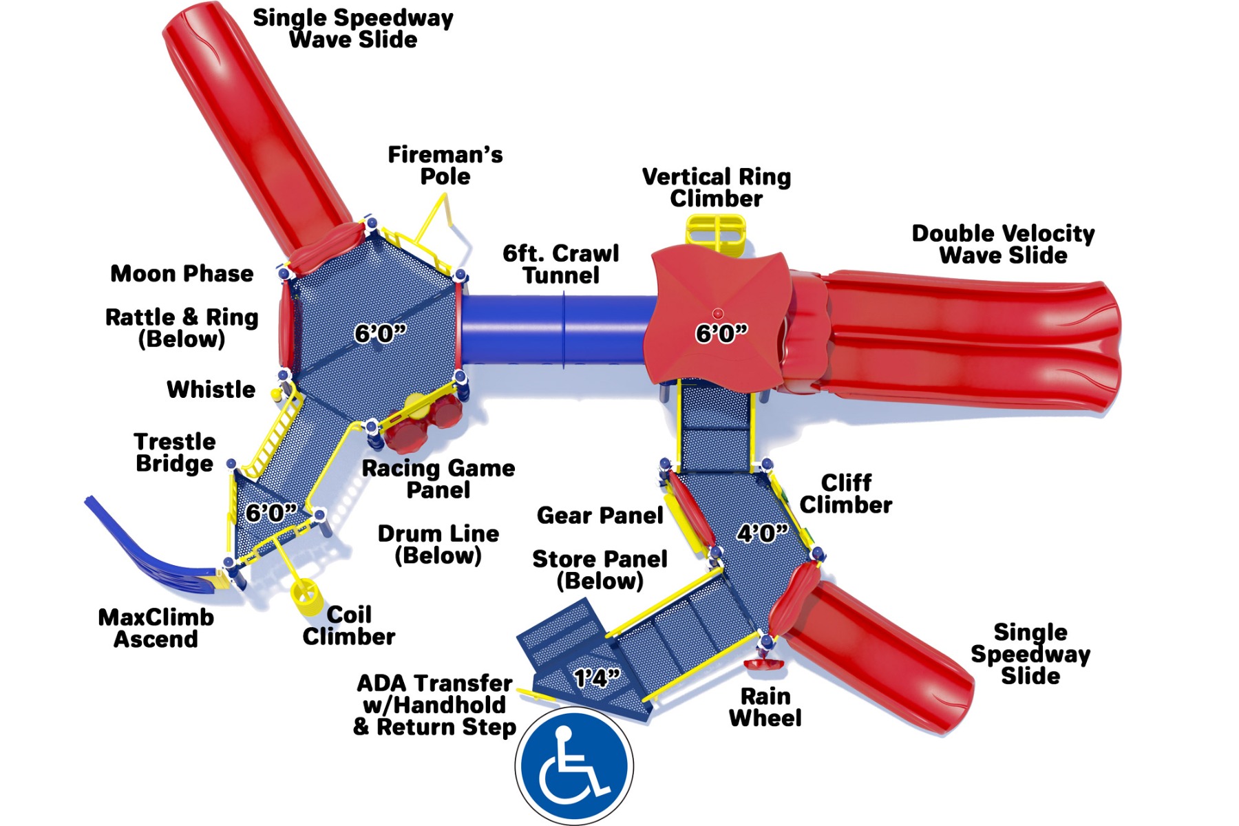 Eagle's Nest Play Structure - Primary Color Scheme - Top View