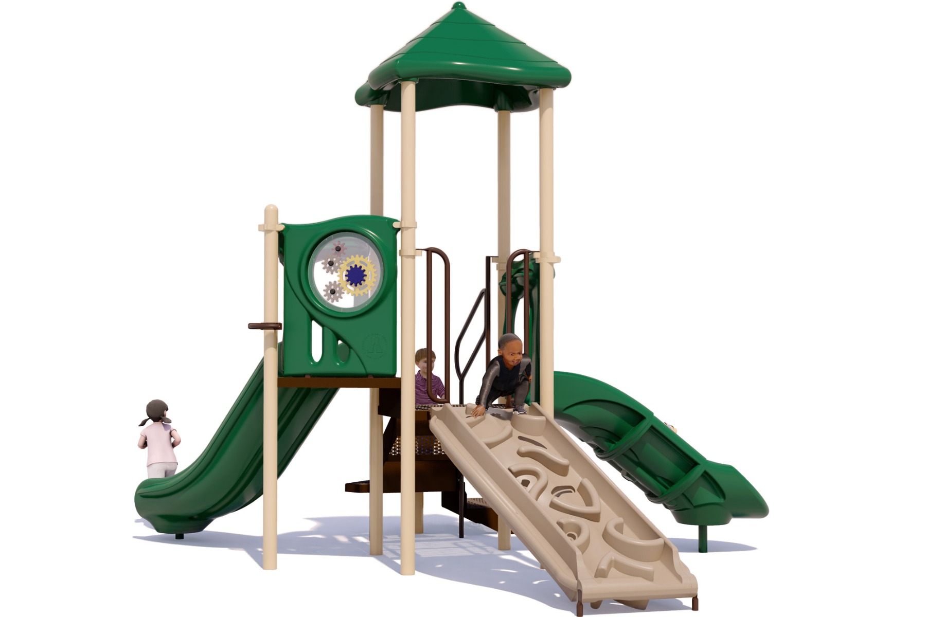 Prim 'n Proper Commercial Play Structure - Natural Color Scheme - Rear