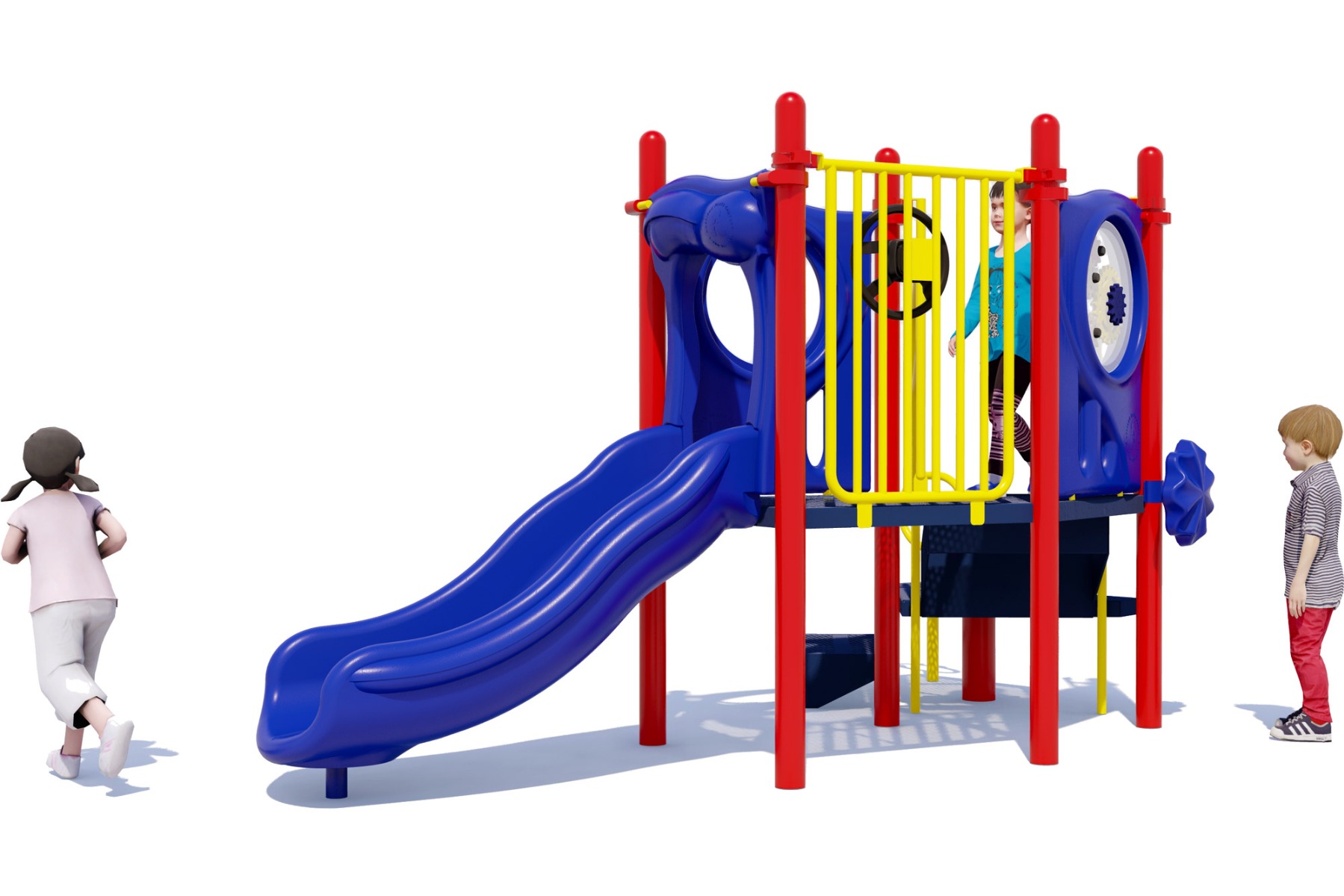 Happy Happy Happy Playground Equipment - Primary Color Scheme - Front View