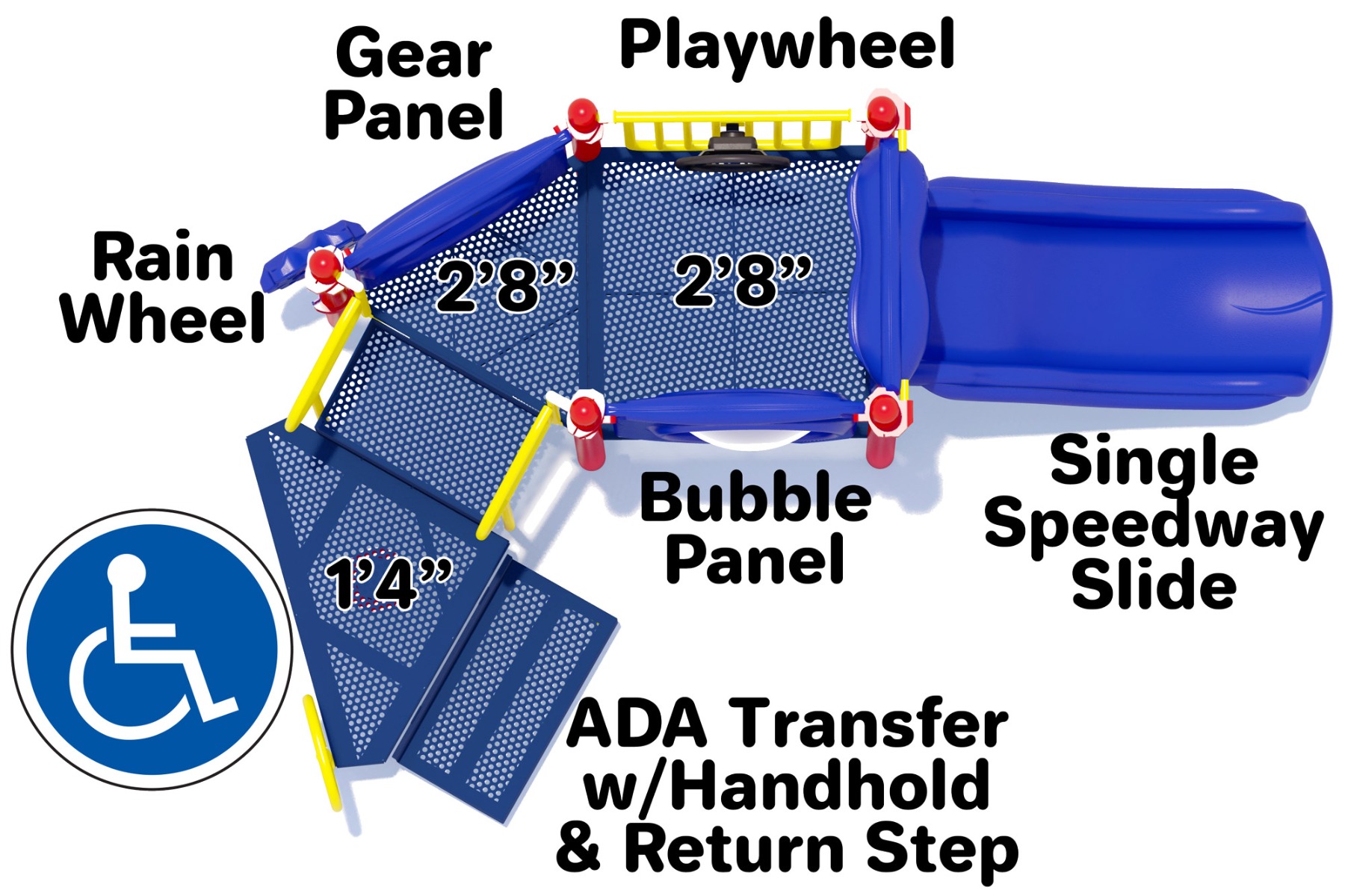 Happy Happy Happy Playground Equipment - Primary Color Scheme - Top View