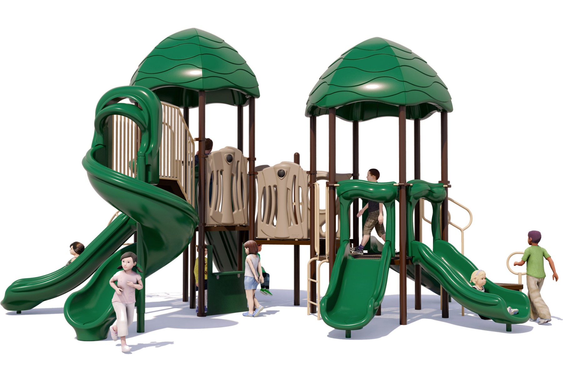 Raise The Roof - Commercial Playground Equipment - Natural Color Scheme - Front View