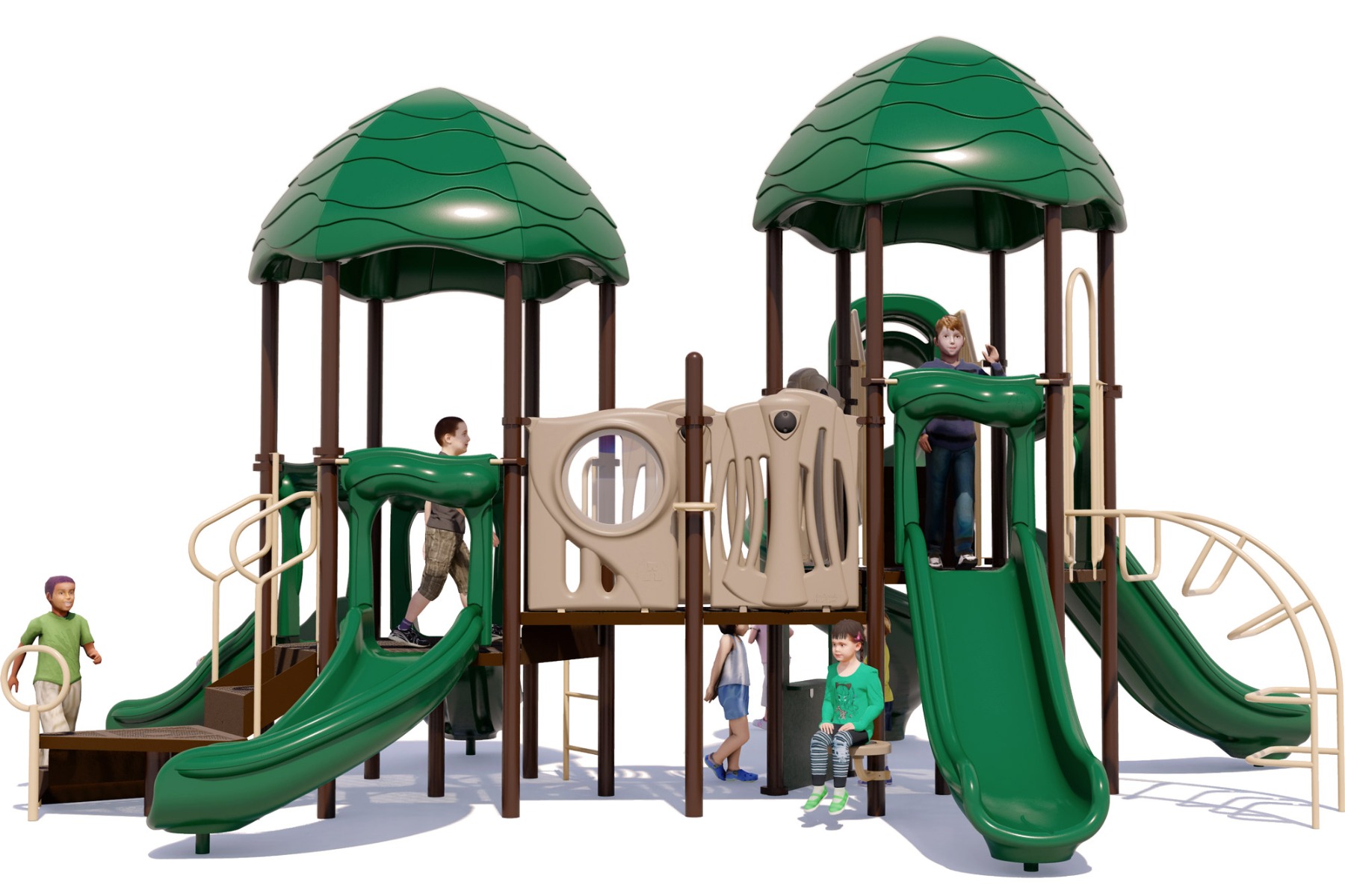 Raise The Roof - Commercial Playground Equipment - Natural Color Scheme - Rear View