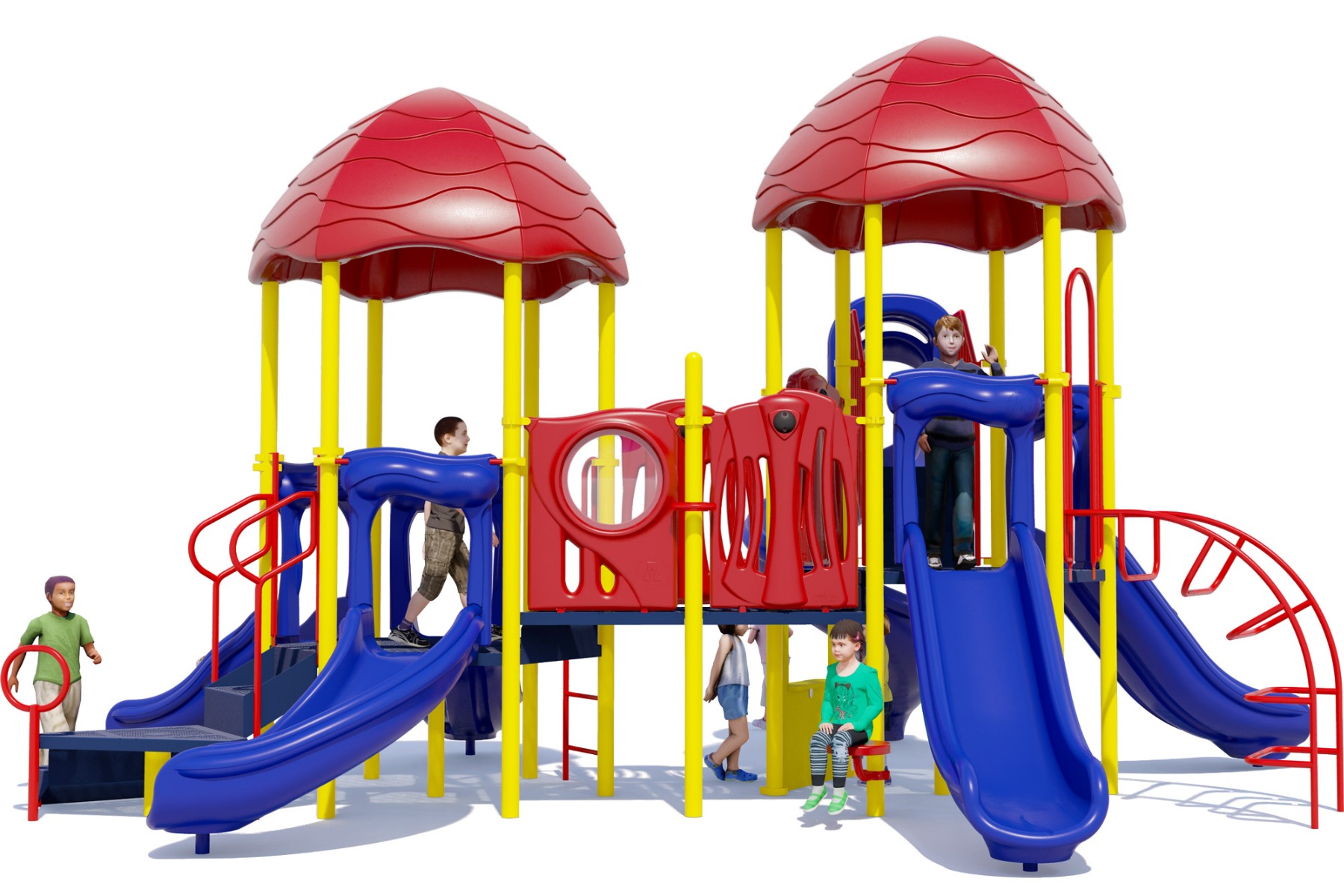 Raise The Roof - Commercial Playground Equipment - Primary Color Scheme - Rear View