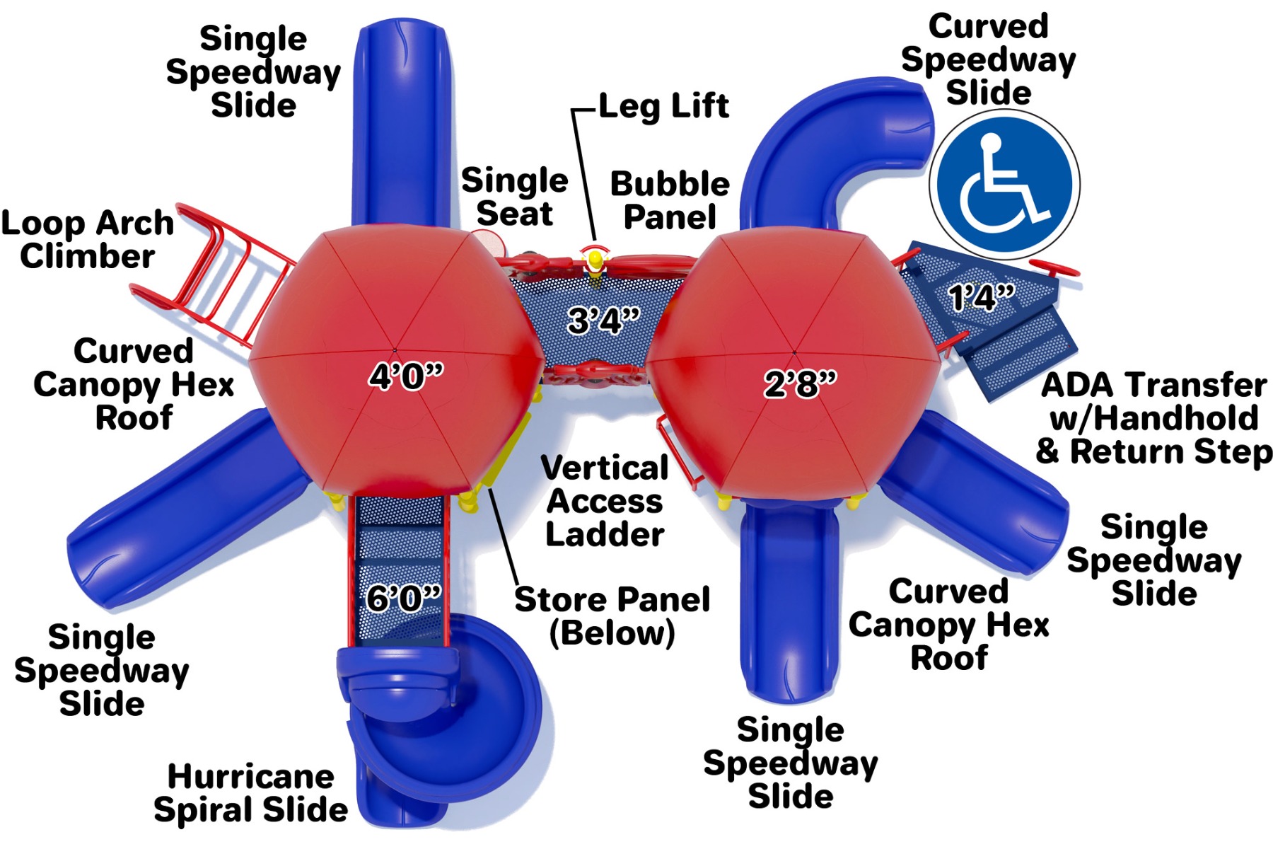 Raise The Roof - Commercial Playground Equipment - Primary Color Scheme - Top View