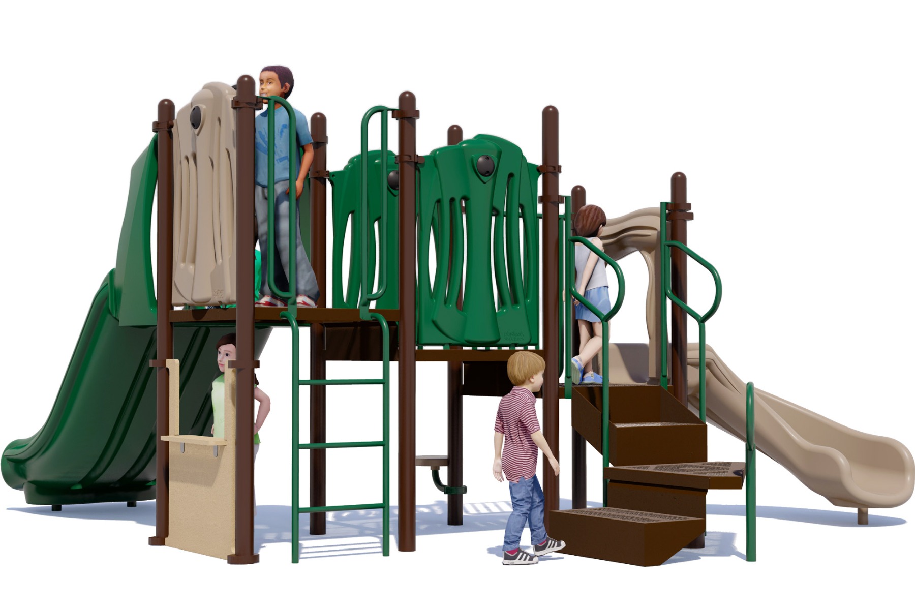 Nick Nack - Commercial Play Structure - Natural Colors - Rear View