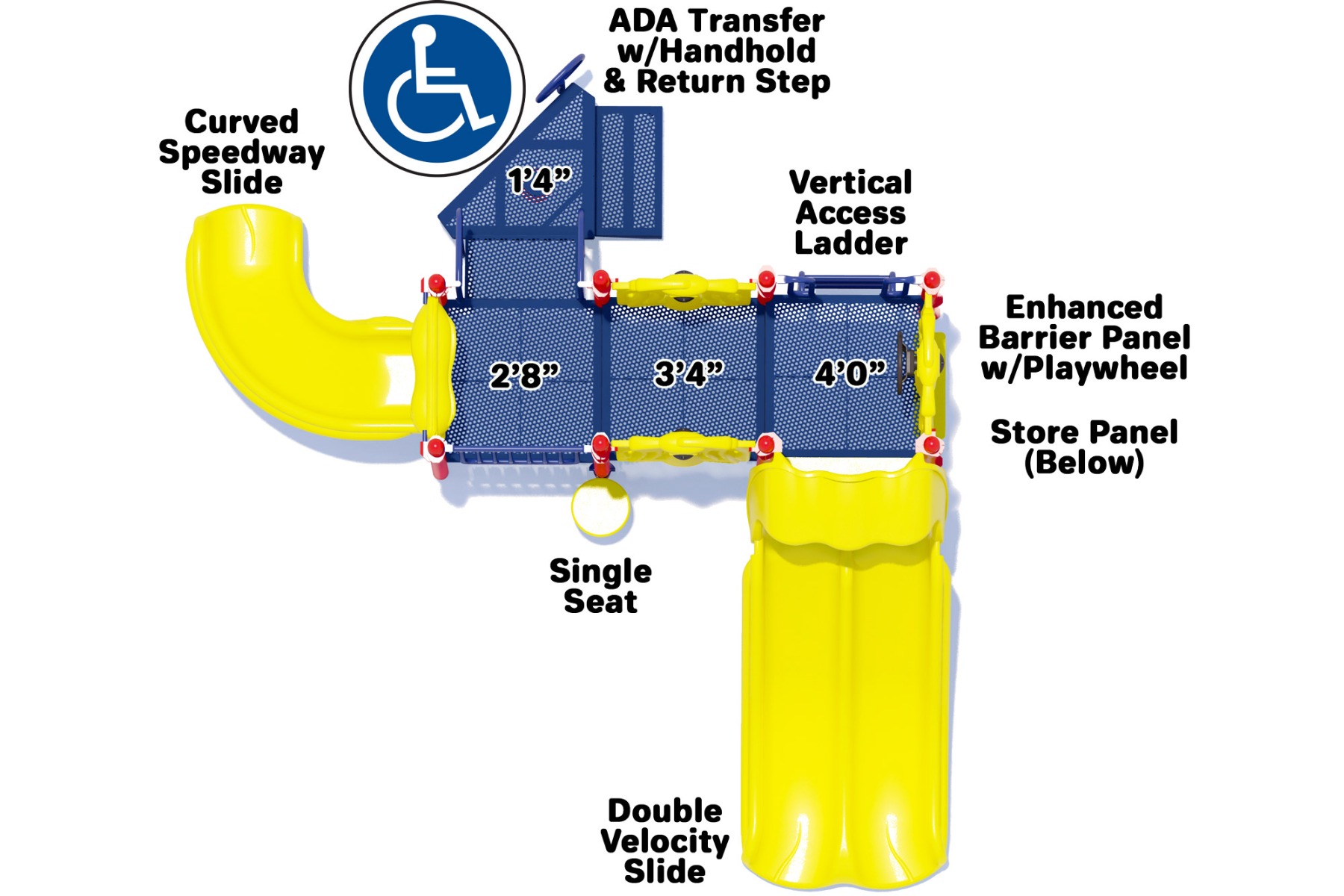 Nick Nack - Commercial Play Structure - Primary Colors - Top View