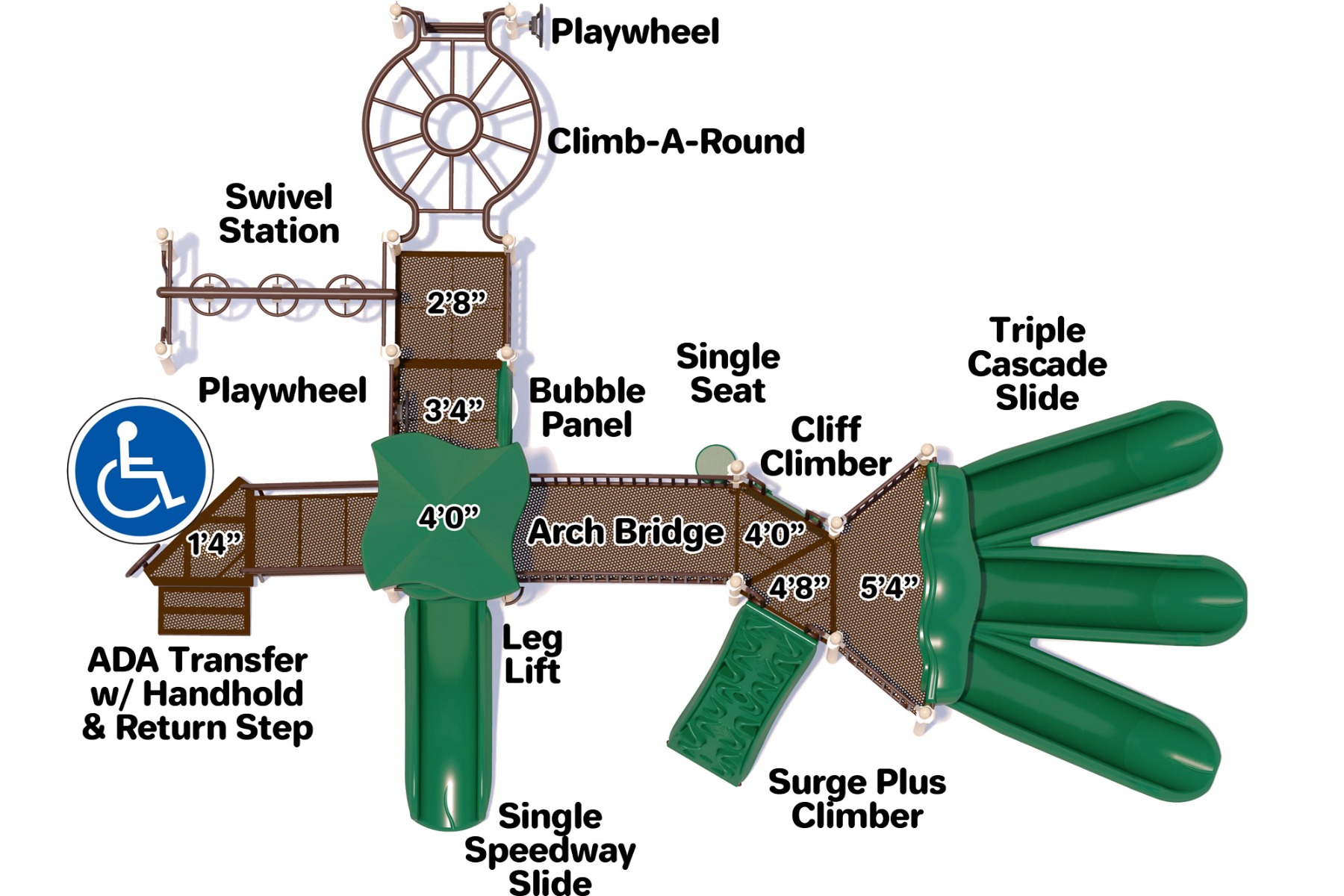 Martha's Vineyard Commercial Play Structure - Natural Color Scheme - Top View