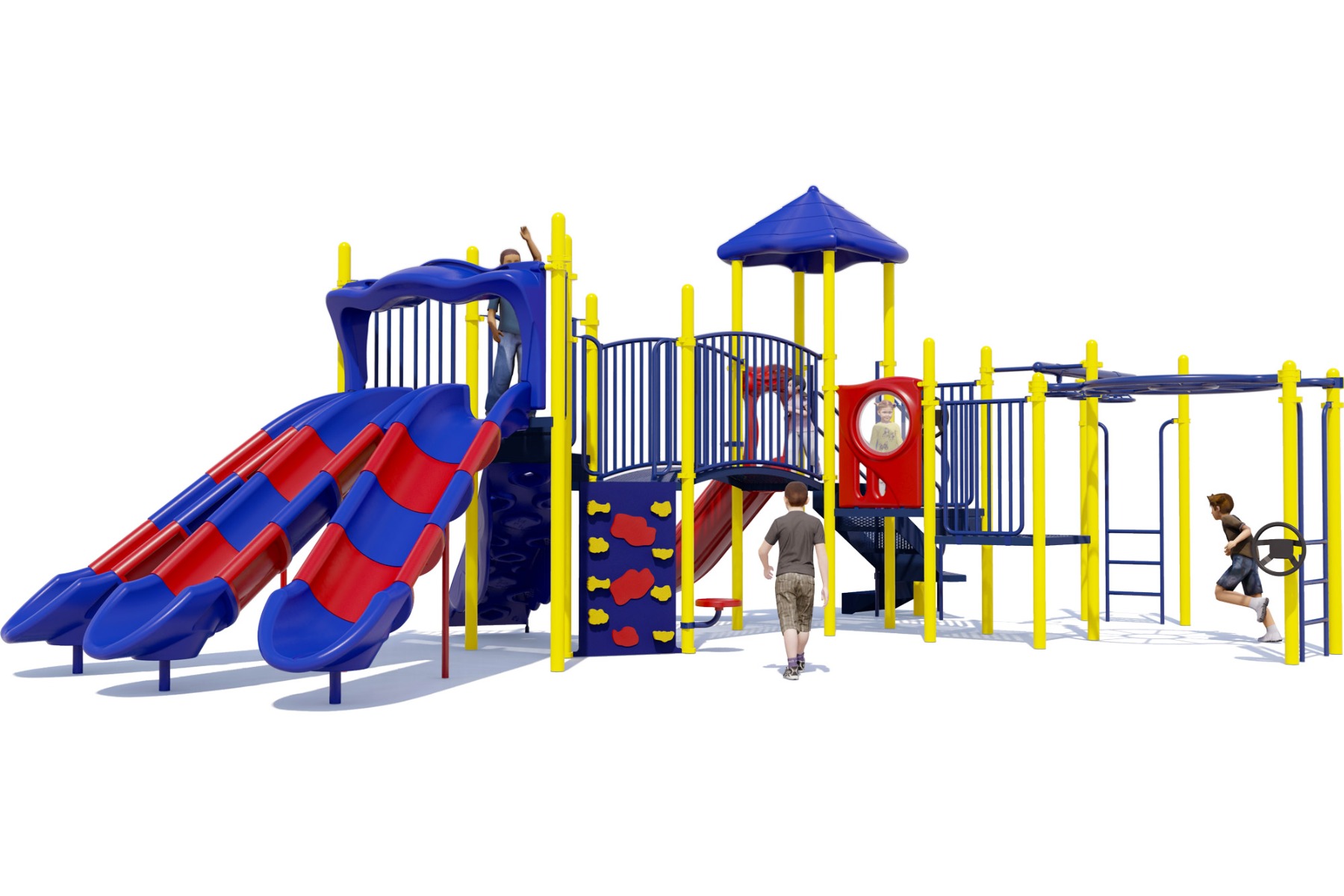 Martha's Vineyard Commercial Play Structure - Primary Color Scheme - Front View