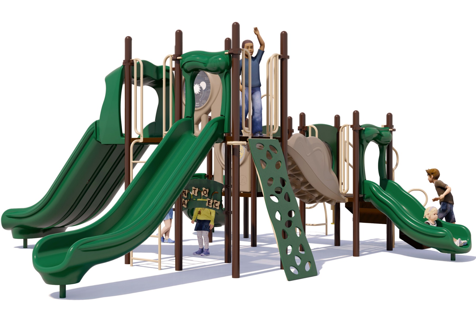 Monkey Business Commercial Play Structure - Natural Color Scheme - Front View