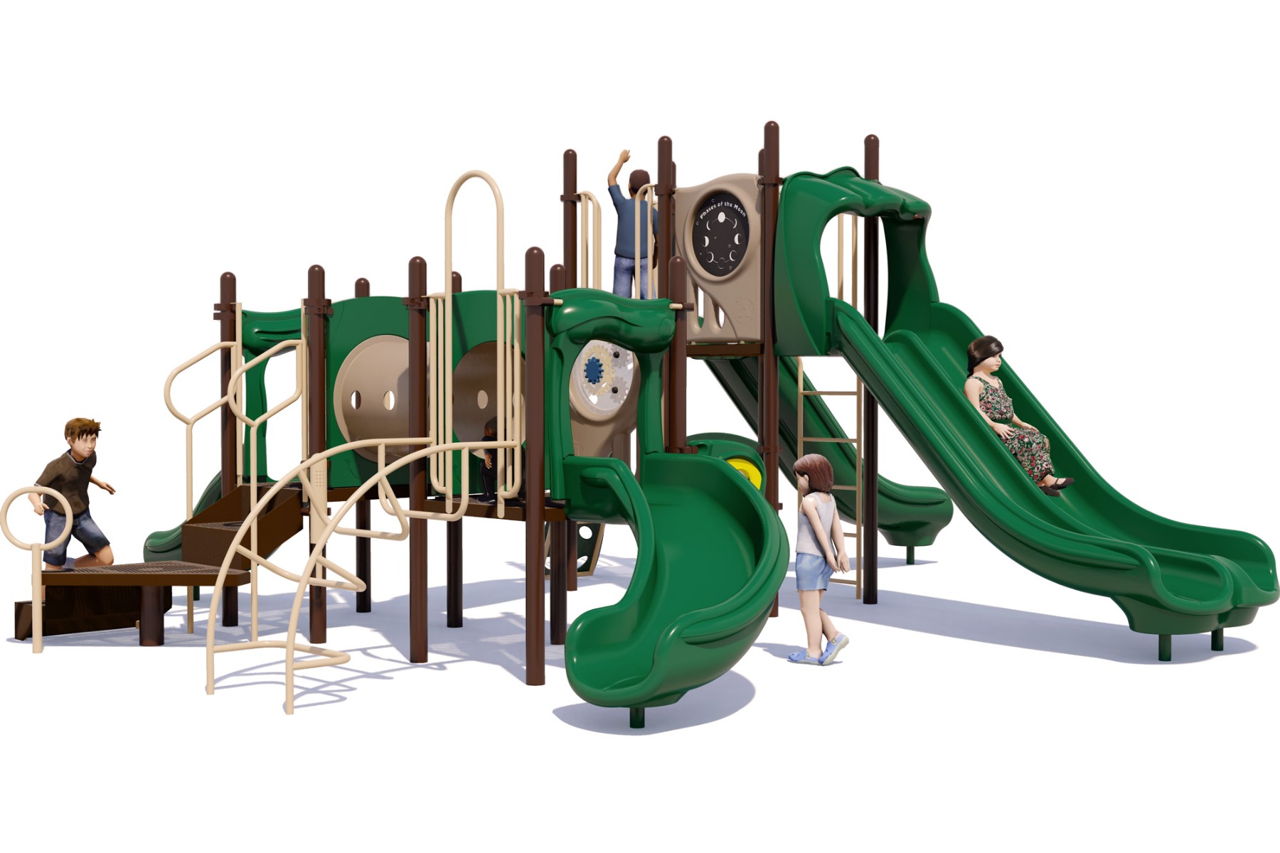 Monkey Business Commercial Play Structure - Natural Color Scheme - Rear View