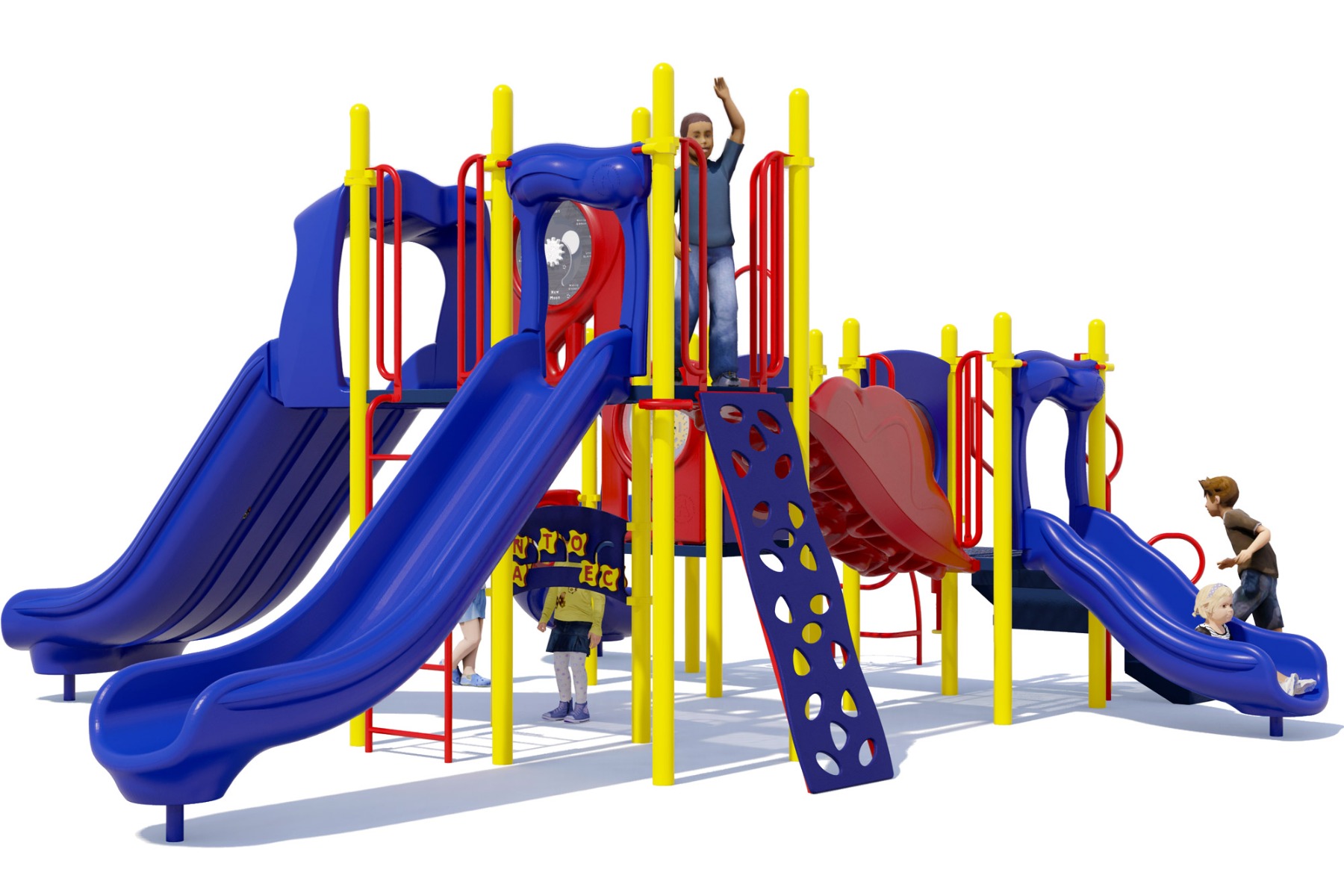 Monkey Business Commercial Play Structure - Primary Color Scheme - Front View