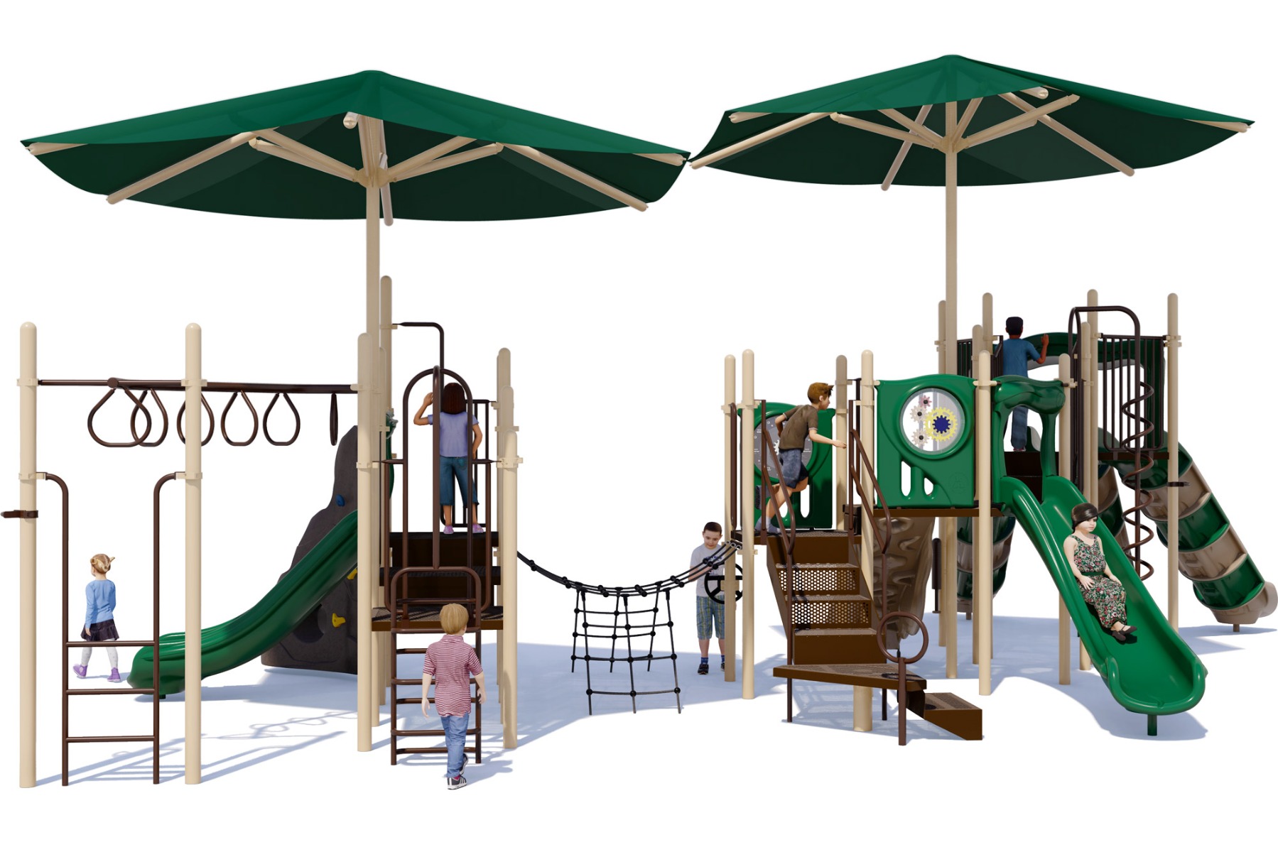 Super Shade - Commercial Play Structure - Natural Color Scheme - Rear View