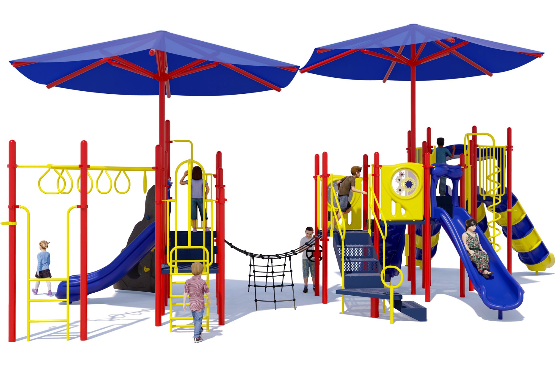 Super Shade - Commercial Play Structure - Primary Color Scheme - Rear View