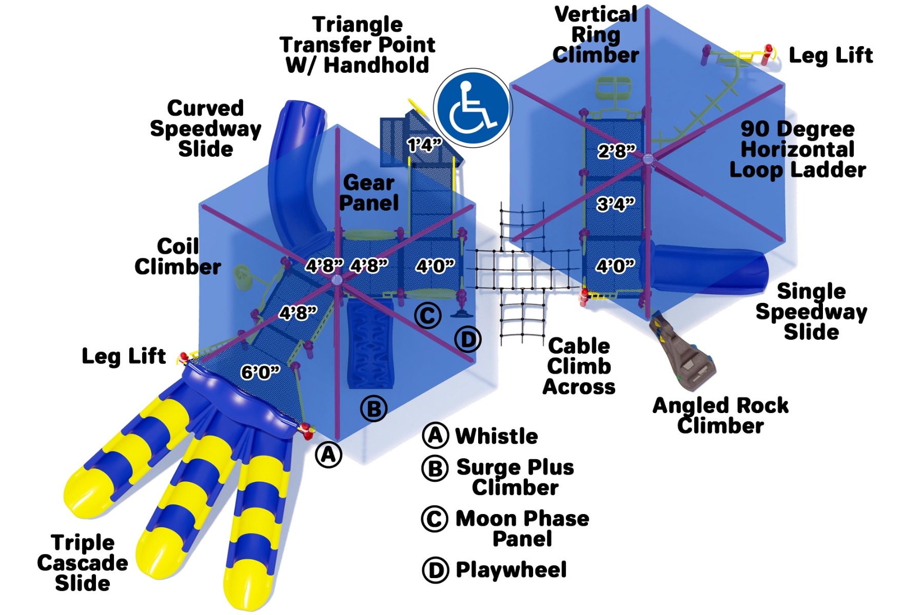 Super Shade - Commercial Play Structure - Primary Color Scheme - Top View